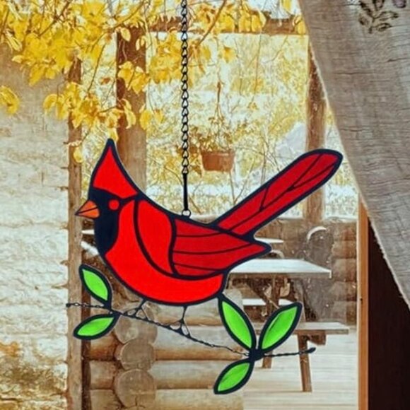Beautiful, Stained Glass, Red Cardinal Sun Catcher (NWOT) - Picture 3 of 7